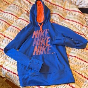 Nike Royal Blue Hoodie with Bright Orange Accents